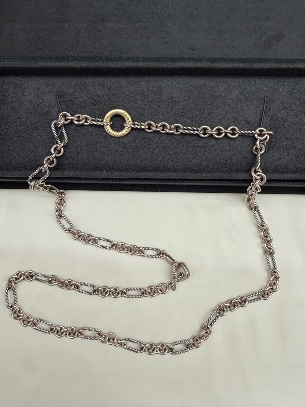 David Yurman two toned Figaro necklace long 18k gold and silver